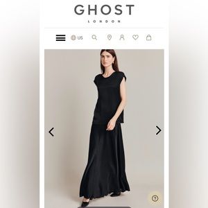 NWOT! Ghost London Black Satin Skirt Size Small